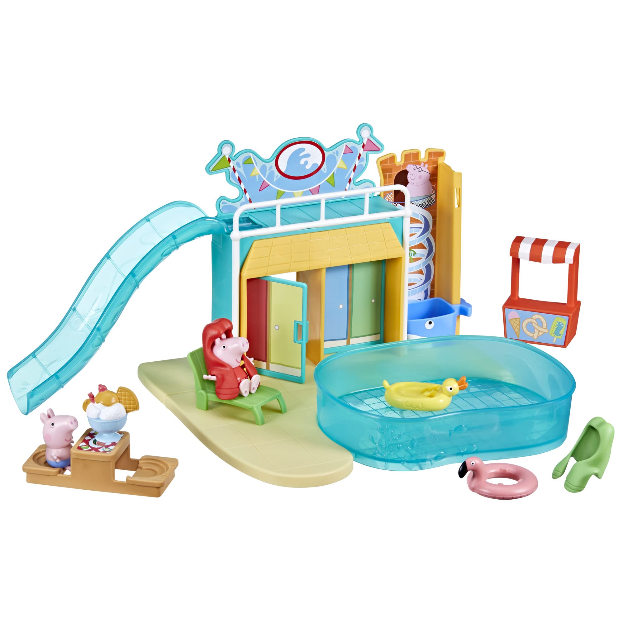 Peppa Pig Waterpark Playset front view sparks imaginative play for kids.