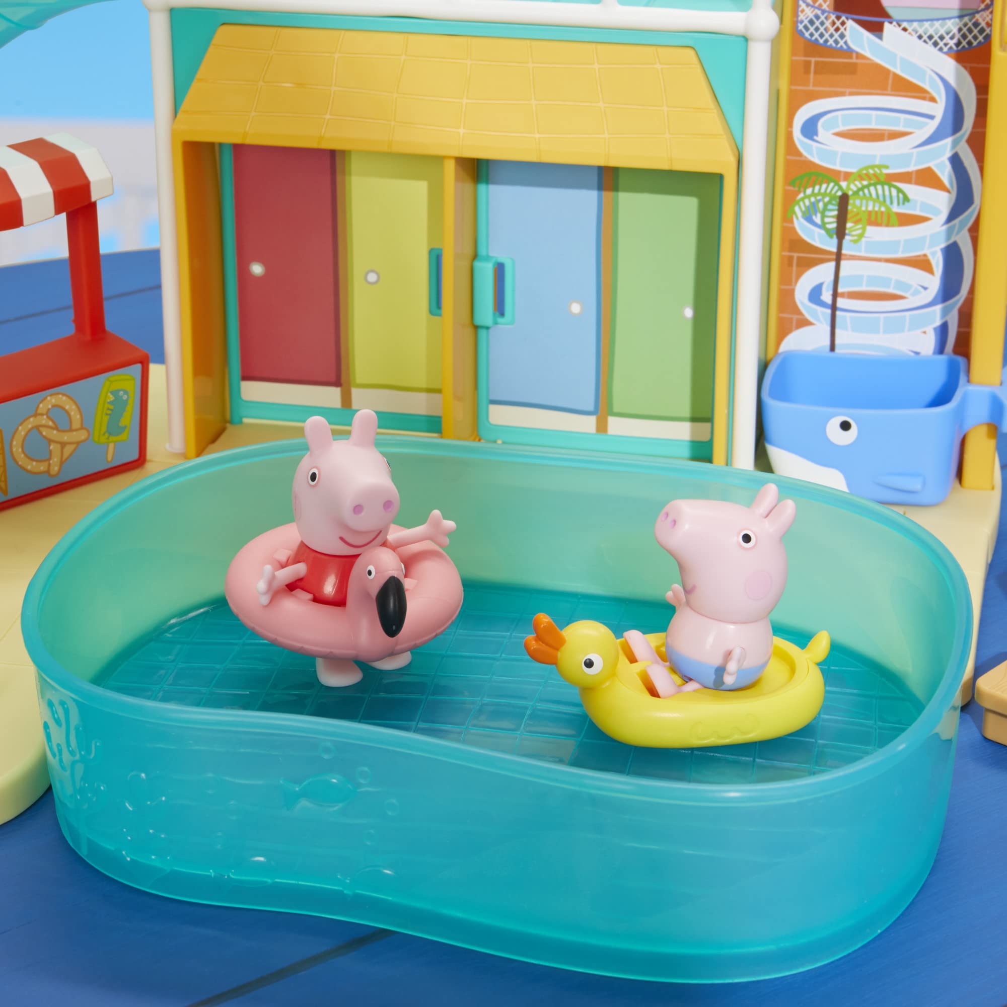 Peppa Pig Waterpark slide on second floor promotes dynamic pretend adventures.