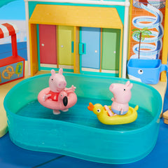 Peppa Pig Waterpark slide on second floor promotes dynamic pretend adventures.
