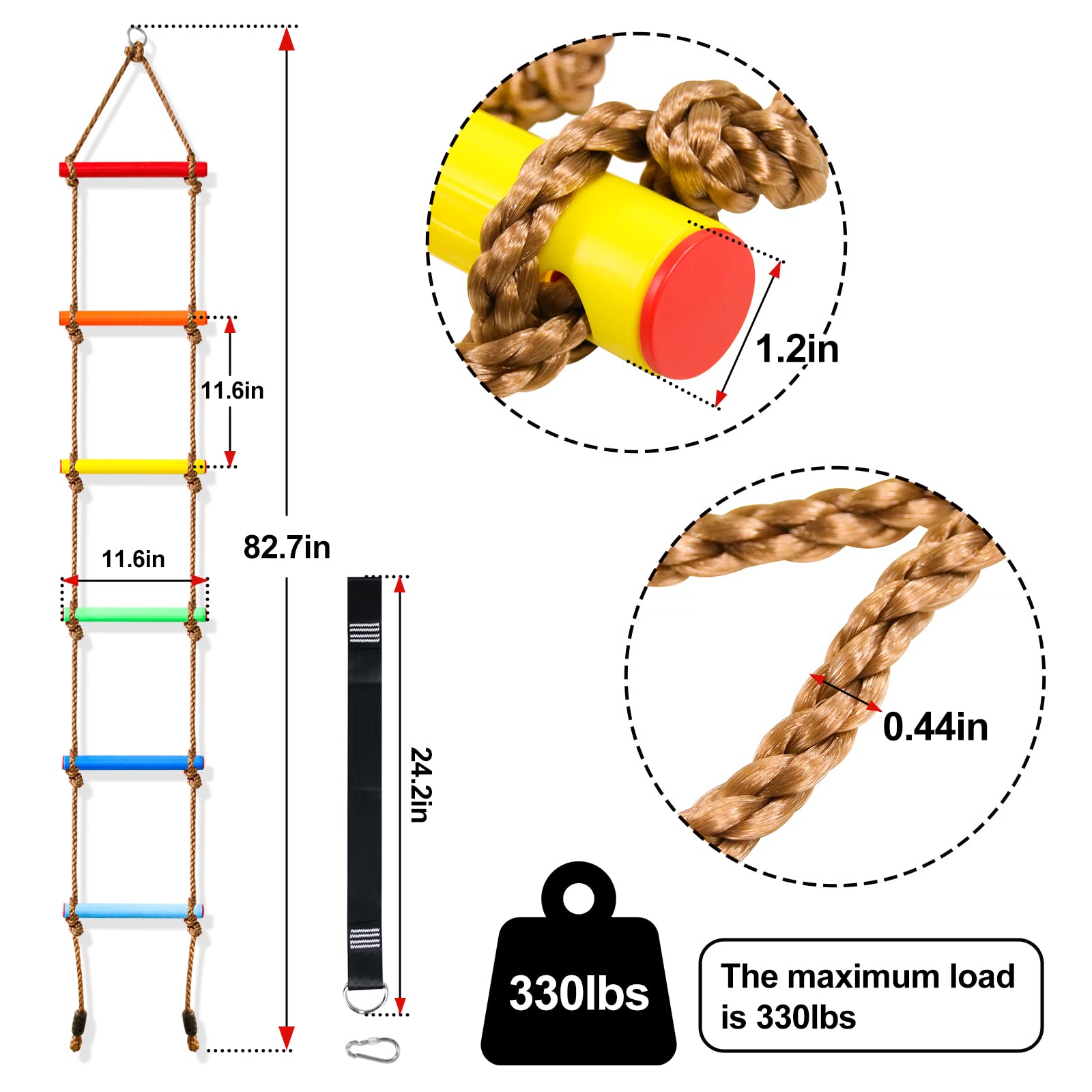 Perantlb rope ladder attached to a tree house for outdoor play