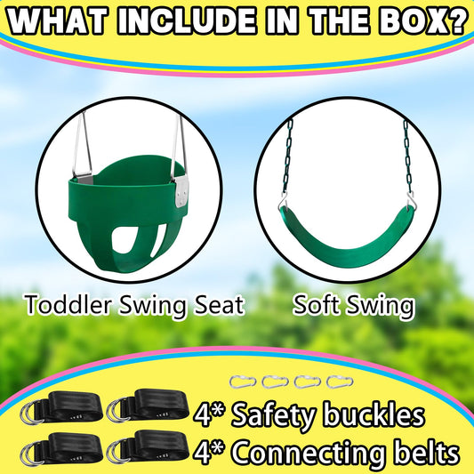 Perantlb outdoor swing with four hanging straps for stable installation