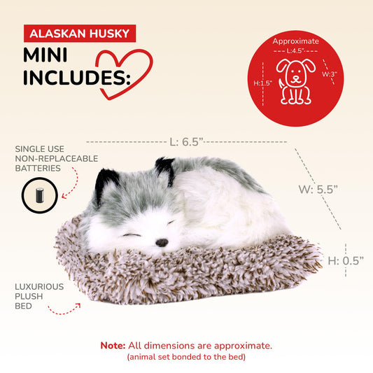 Perfect Petzzz Minis Alaskan Husky plush in cuddle pose for lifelike texture