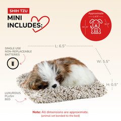 Perfect Petzzz bed-and-dog set shows a lifelike plush companion and bed.