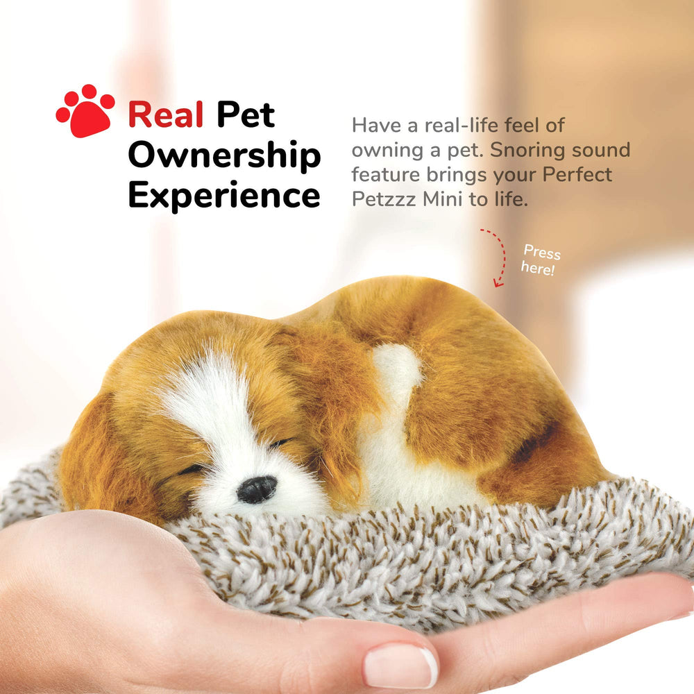 Perfect Petzzz mini Cavalier King Charles synthetic fur provides safe, hypoallergenic cuddle.