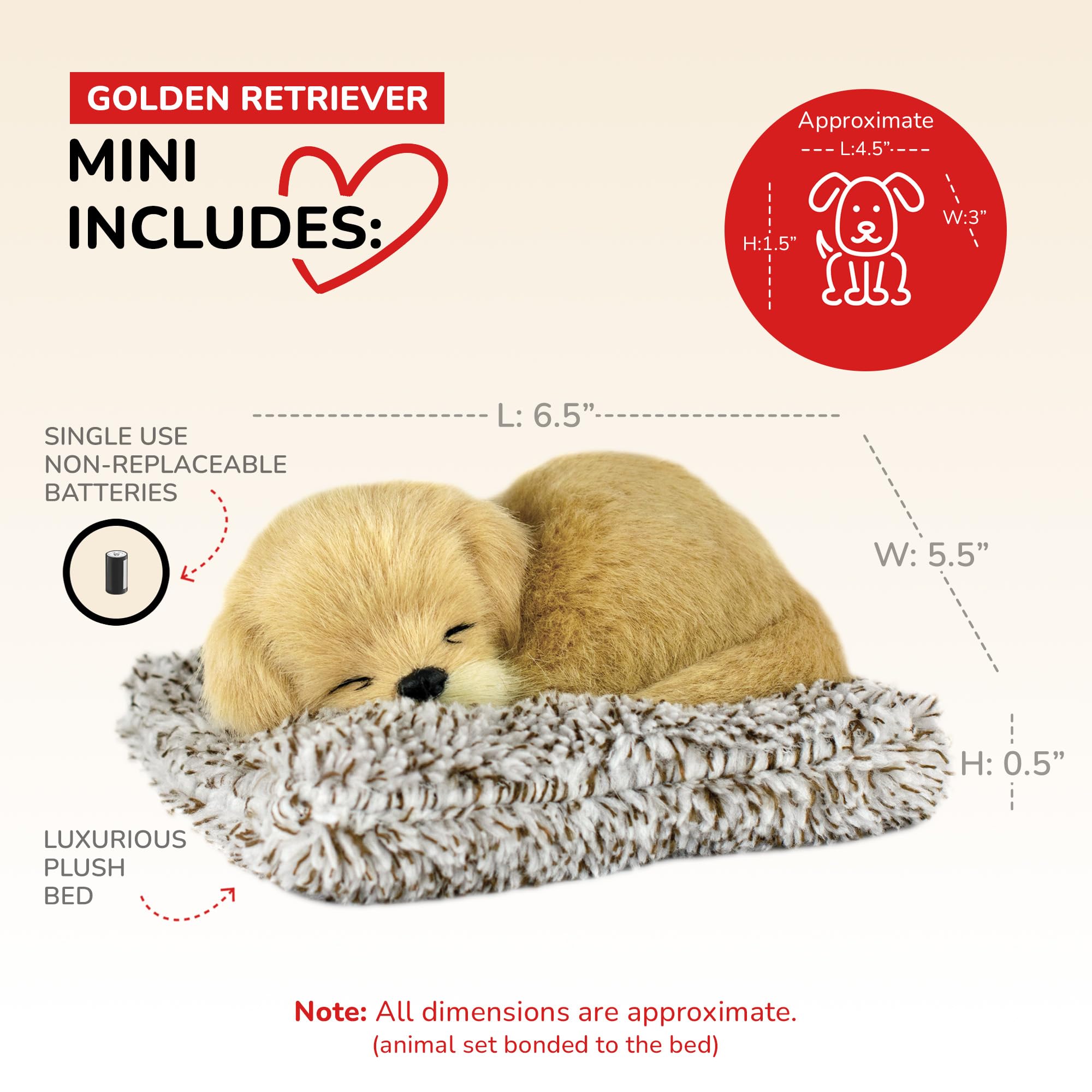 Close-up of Perfect Petzzz Mini Golden Retriever toy for kids' cozy playtime.