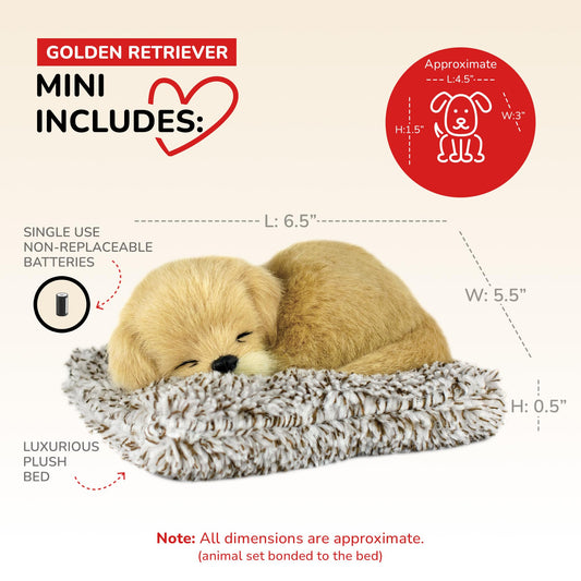 Close-up of Perfect Petzzz Mini Golden Retriever toy for kids' cozy playtime.