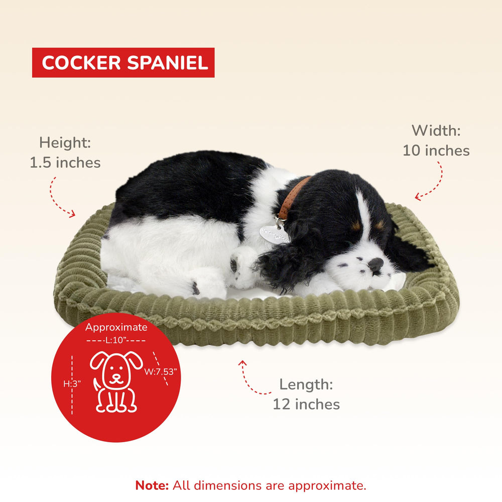 Compact 10-inch size of Perfect Petzzz Original Cocker Spaniel on display.