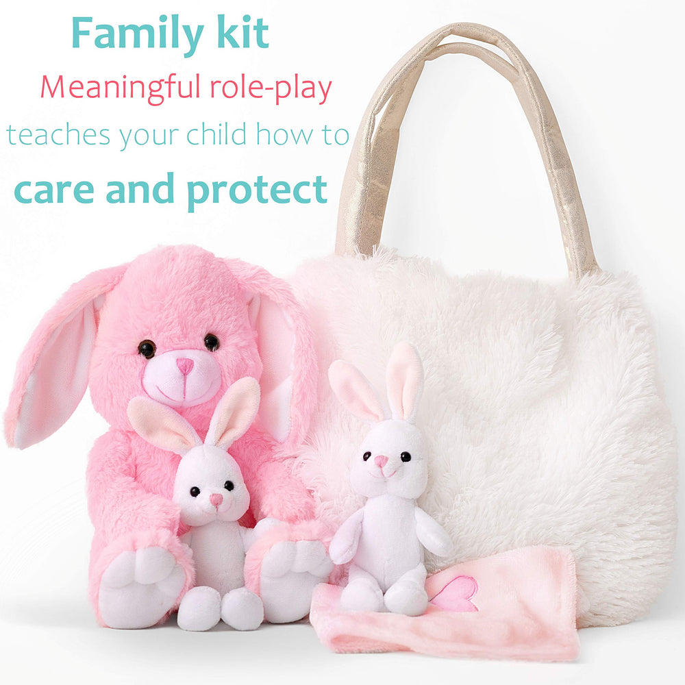 Perfectto Design white baby bunnies for caring role-play and storytelling.