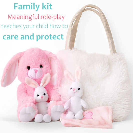 Perfectto Design white baby bunnies for caring role-play and storytelling.