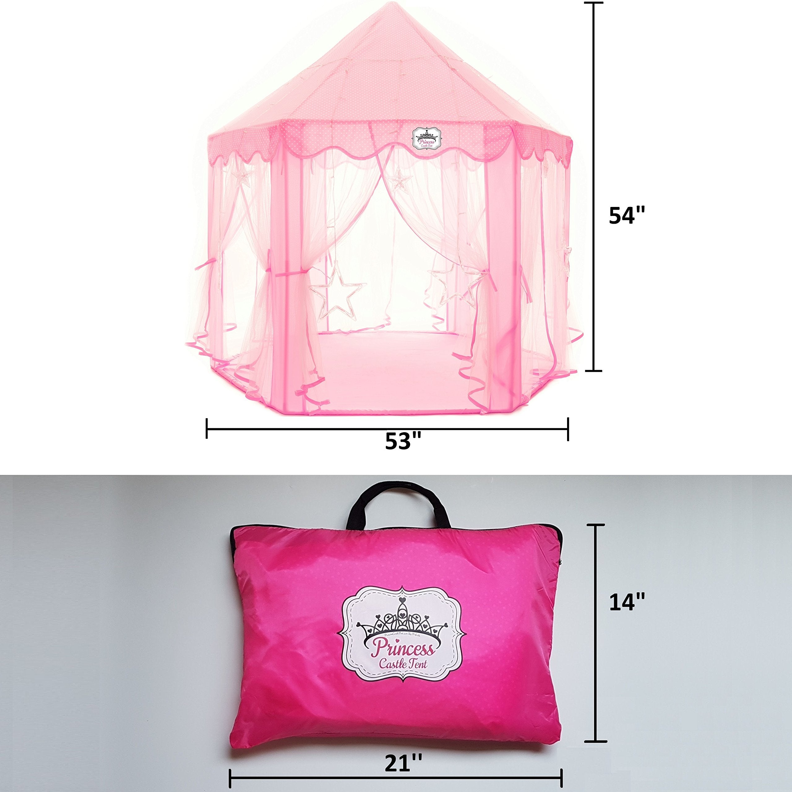 Reading nook setup inside the Perfectto Design princess castle tent