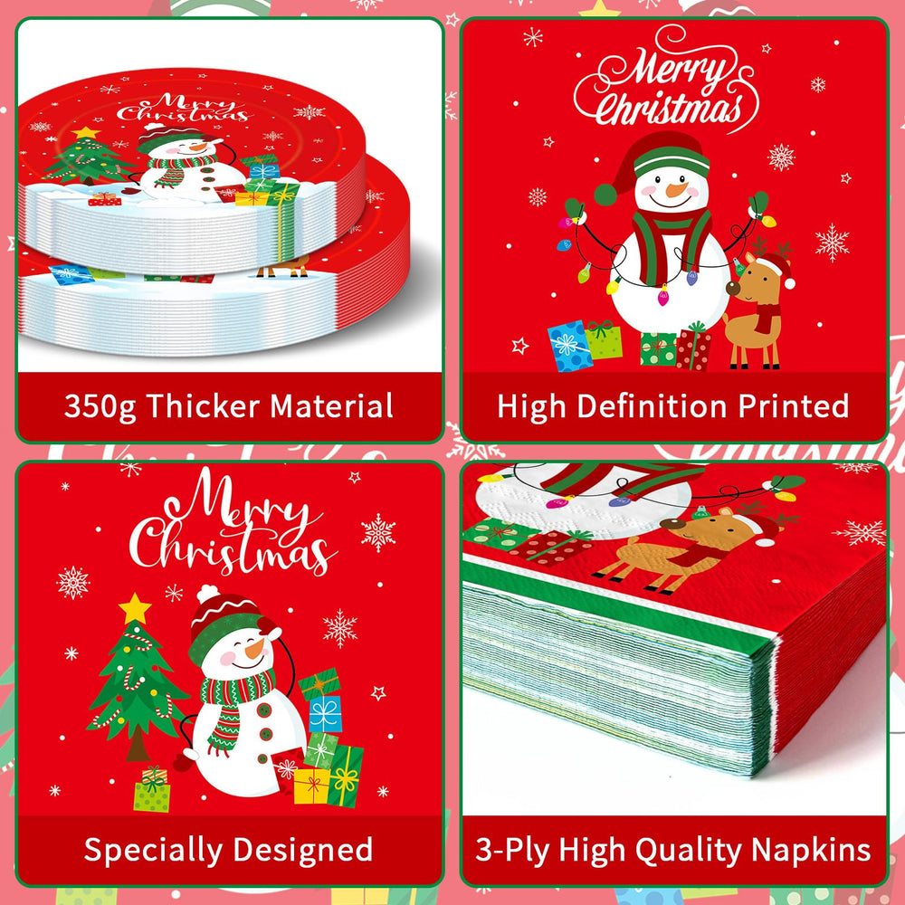 PERFQU Christmas design with snowmen and trees for a festive table setting.