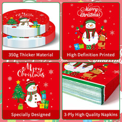 PERFQU Christmas design with snowmen and trees for a festive table setting.