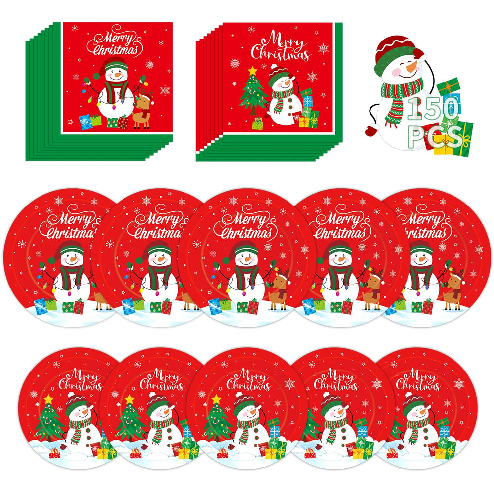 PERFQU Merry Christmas dinner plates 9in for quick, mess-free main course service.