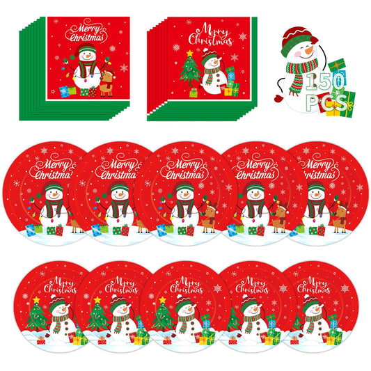 PERFQU Merry Christmas dinner plates 9in for quick, mess-free main course service.