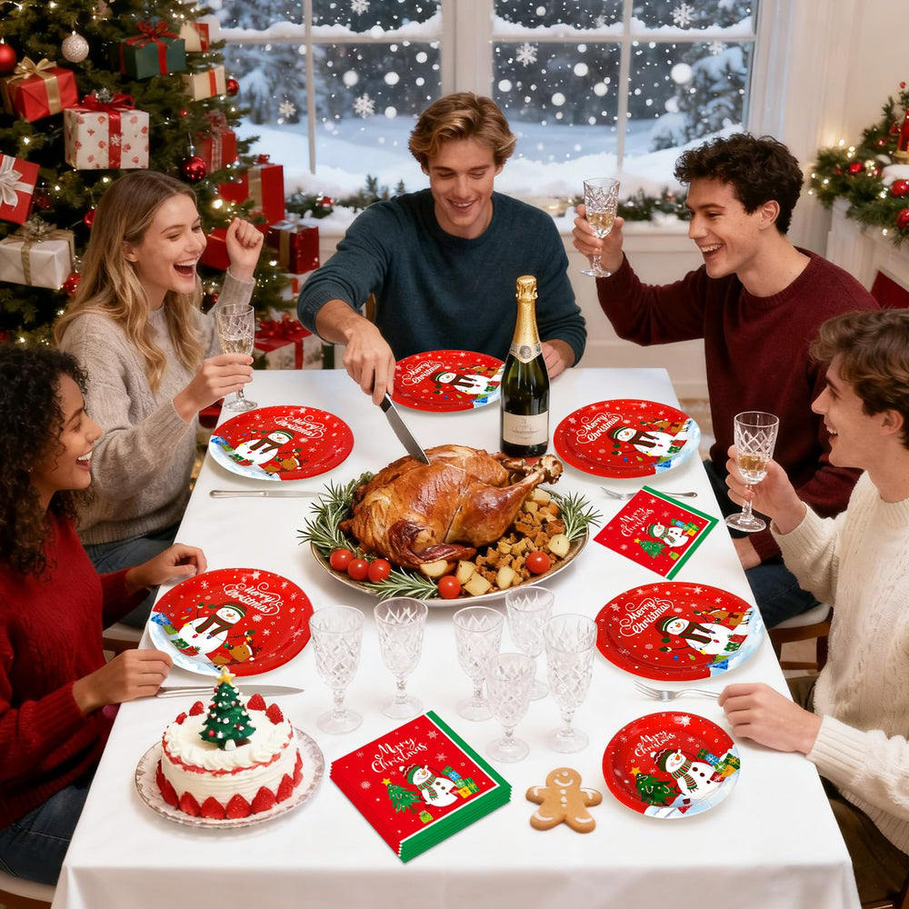 PERFQU Winter party tableware ready for indoor and outdoor celebrations.