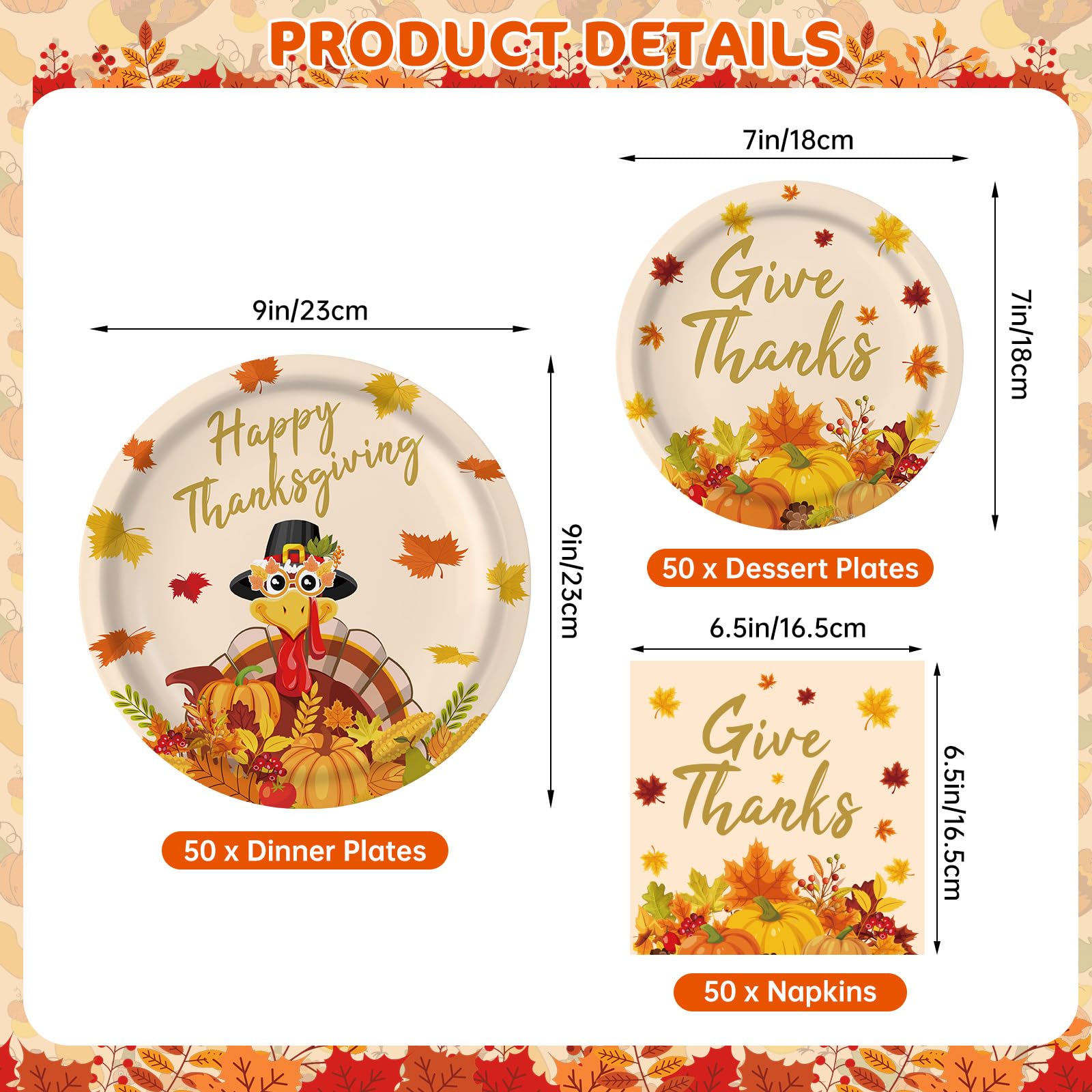PERFQU 6.5x6.5 inch napkins for cleanups and sharing during fall celebrations
