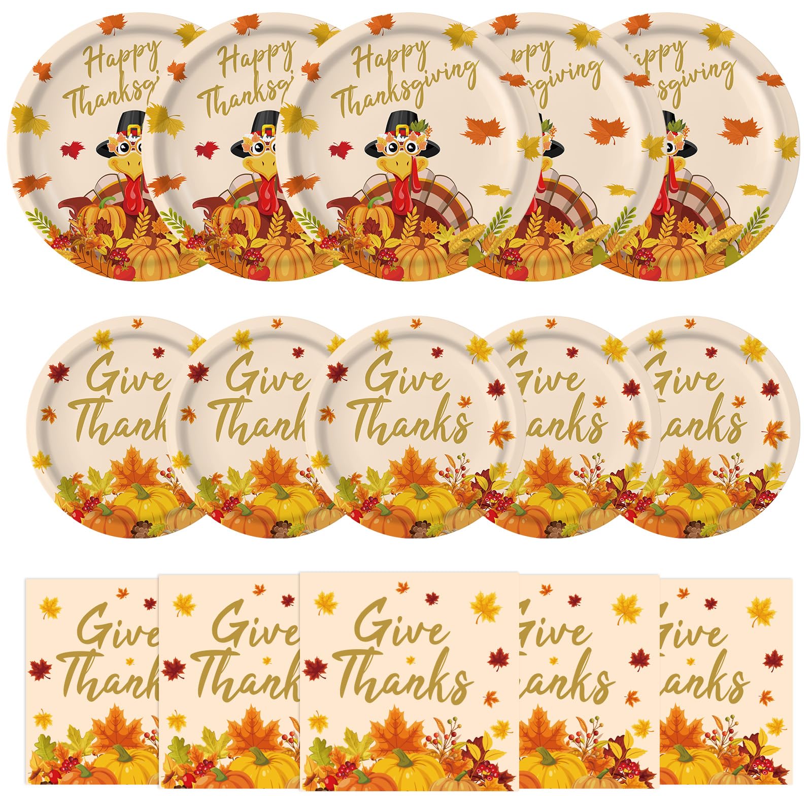 PERFQU Thanksgiving plates 9-inch with Happy Thanksgiving design for a festive tablescape and easy cleanup