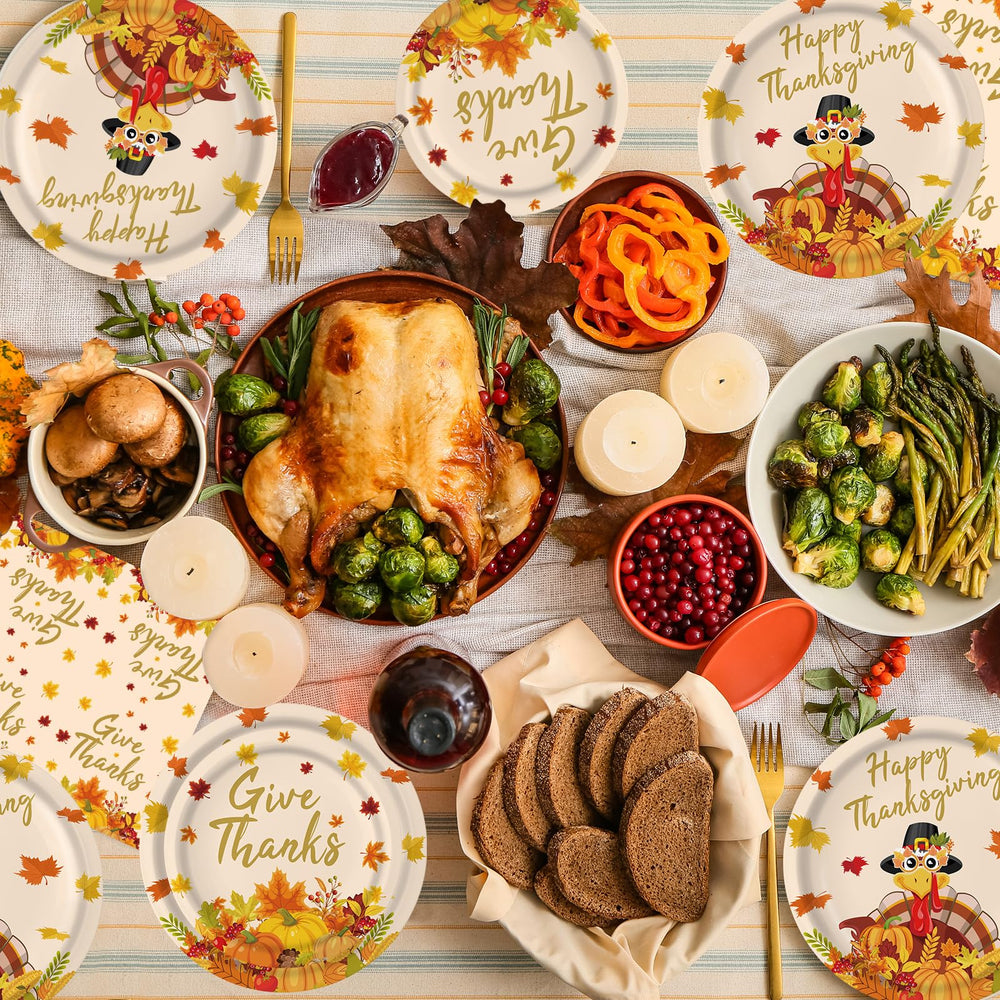 PERFQU turkey maple-leaf graphics plates adding seasonal charm to the table