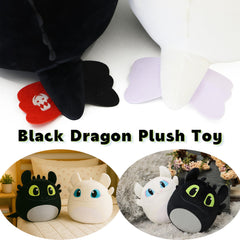 Periyholev Black Dragon plush shows embroidered face for durable charm