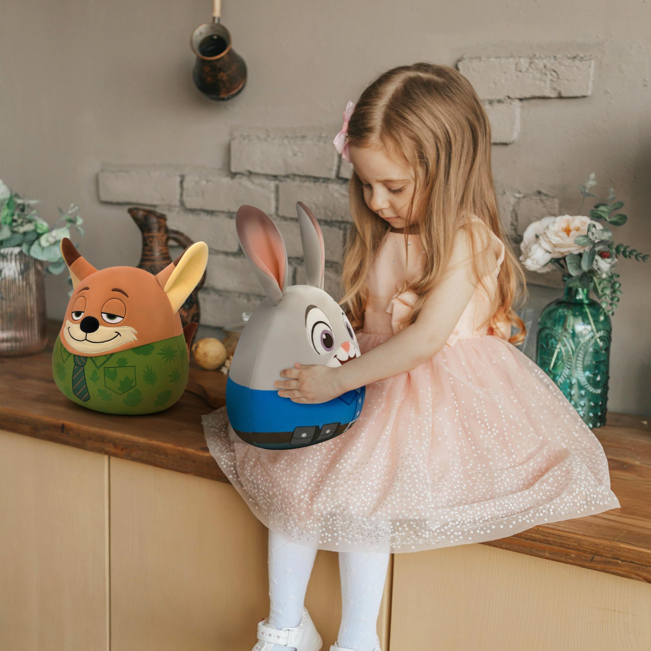 Periyholev gray rabbit police plush cuddle companion for kids