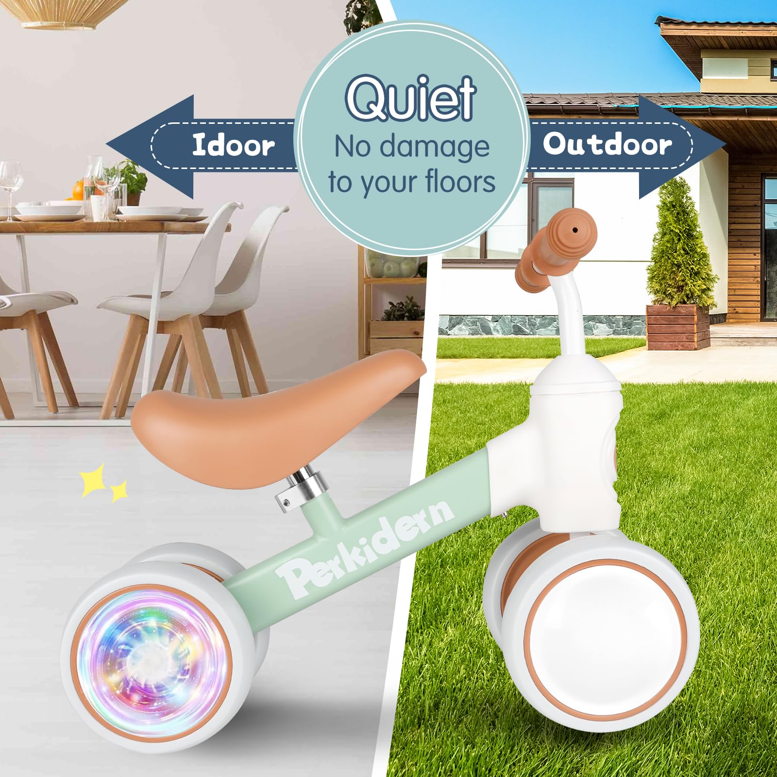PerKidern no-pedal design with four training wheels supports steady learning.