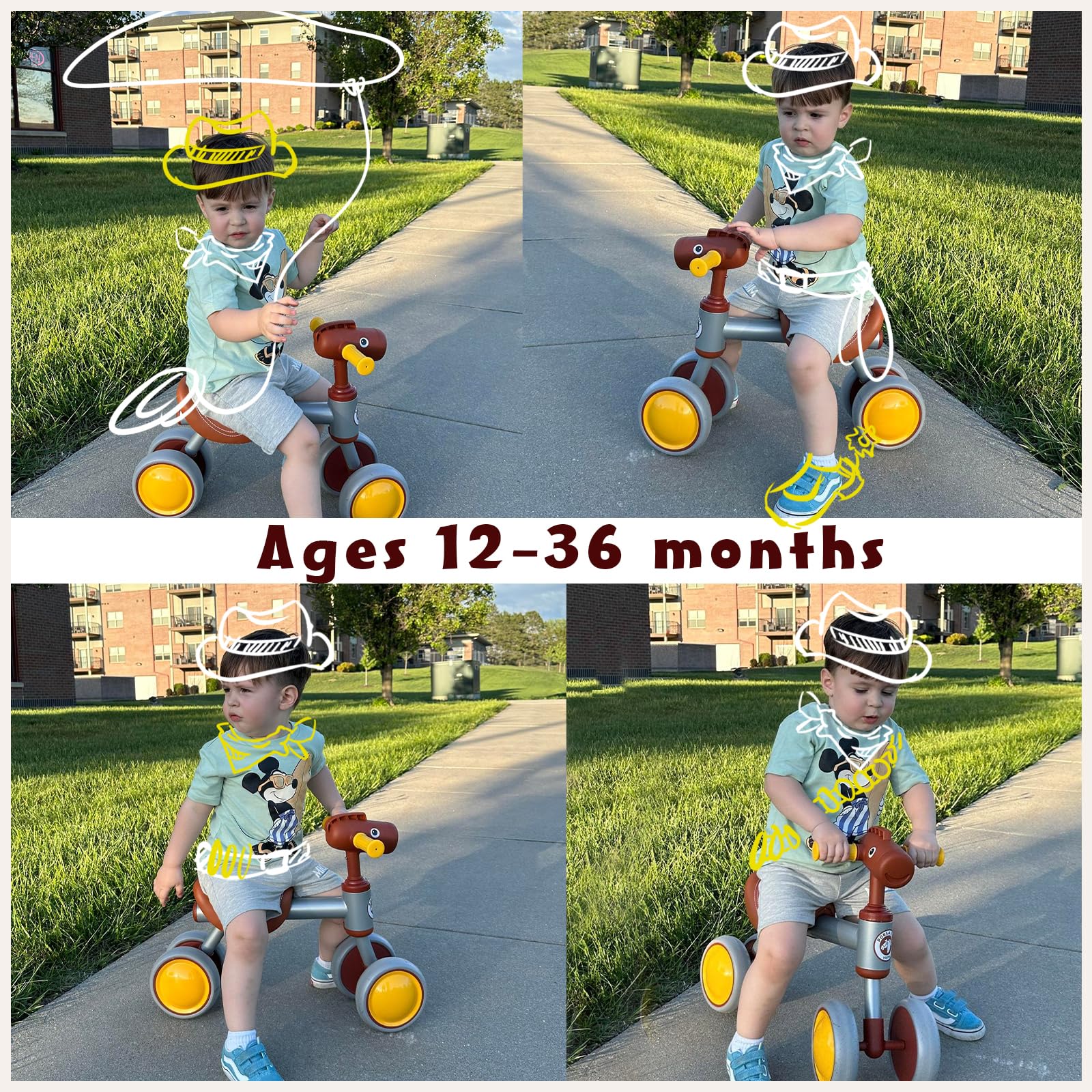 PerKidern four-wheels design enhances stability for beginner riders.