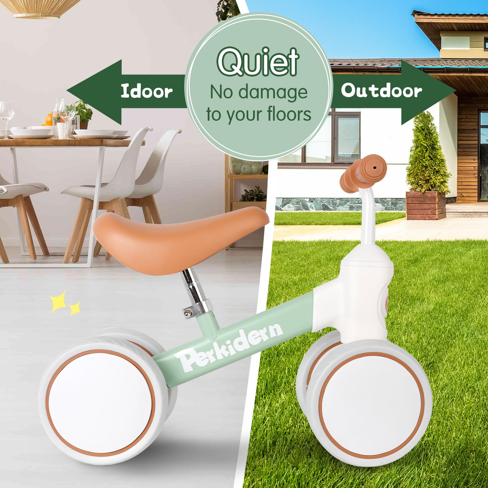 Indoor-outdoor use with EVA tires keeps rides quiet and floor-friendly.