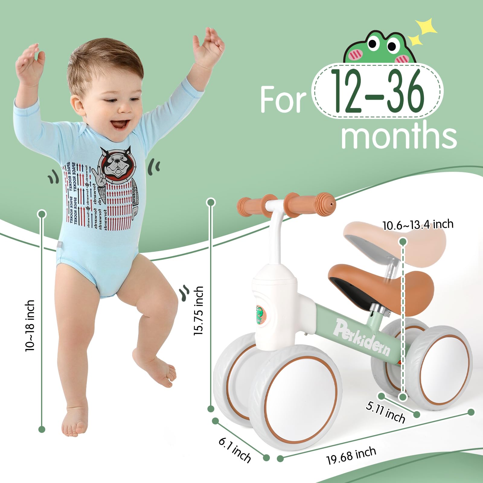 PerKidern seat adjusts from 10.6 to 13.4 inches to grow with kids.