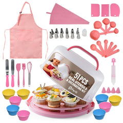 PERLLI Kids baking set carrier with lid for organized, kid-friendly baking sessions.