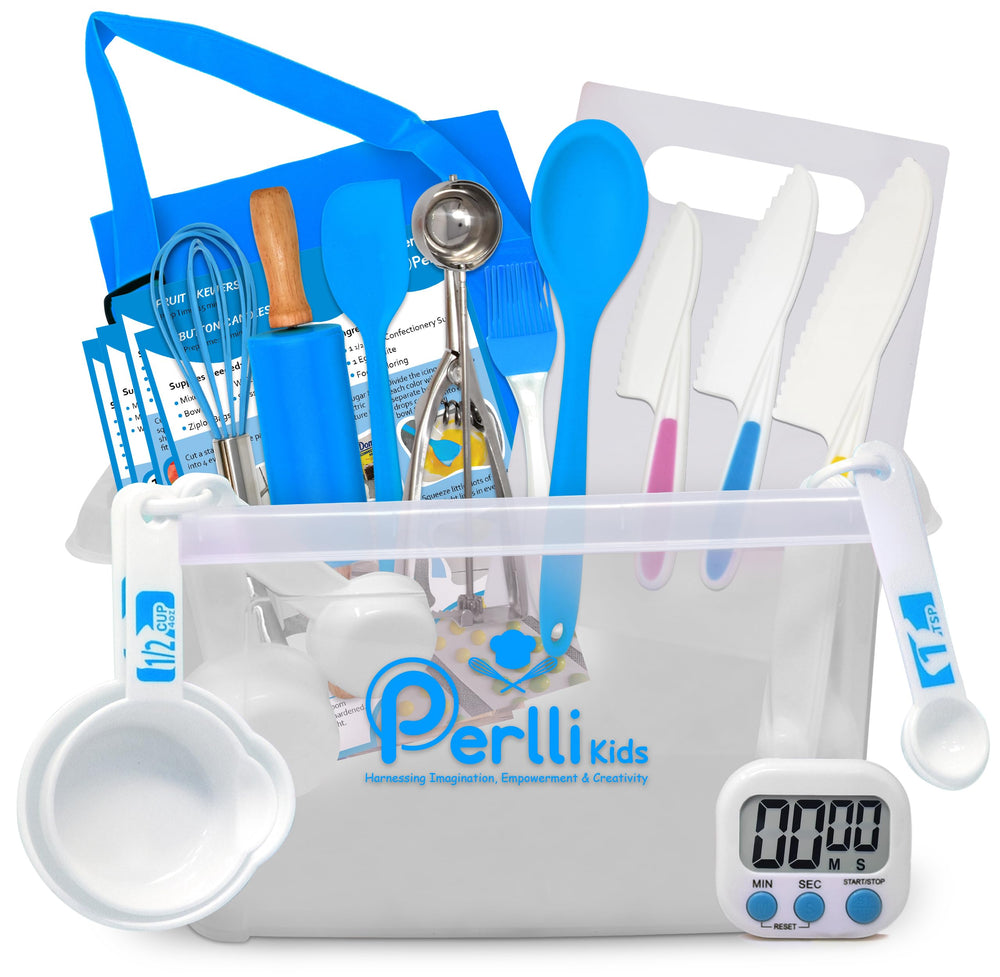 PERLLI Kids Real Cooking Set case for organized storage and easy transport.