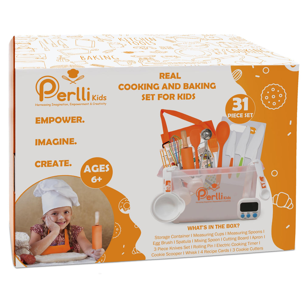 PERLLI Kids Real Cooking Set durable case keeps everything together.