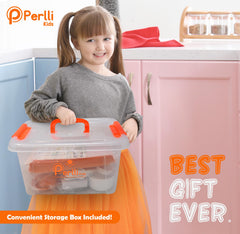 PERLLI Kids Real Cooking Set plastic utensils for small hands.