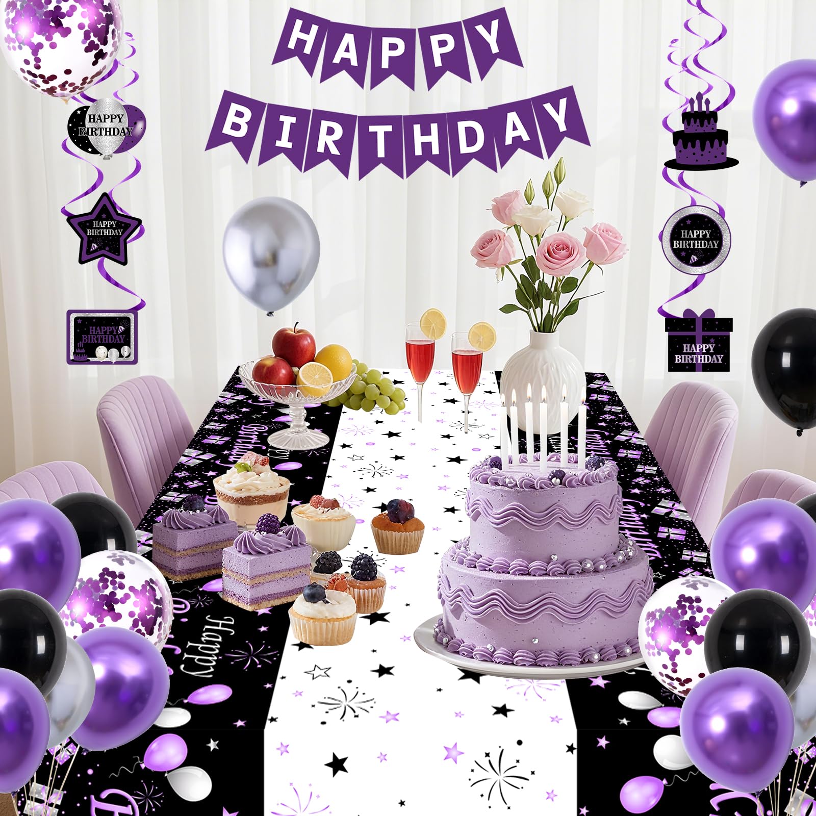 Perpetily birthday table cover protects surfaces with style