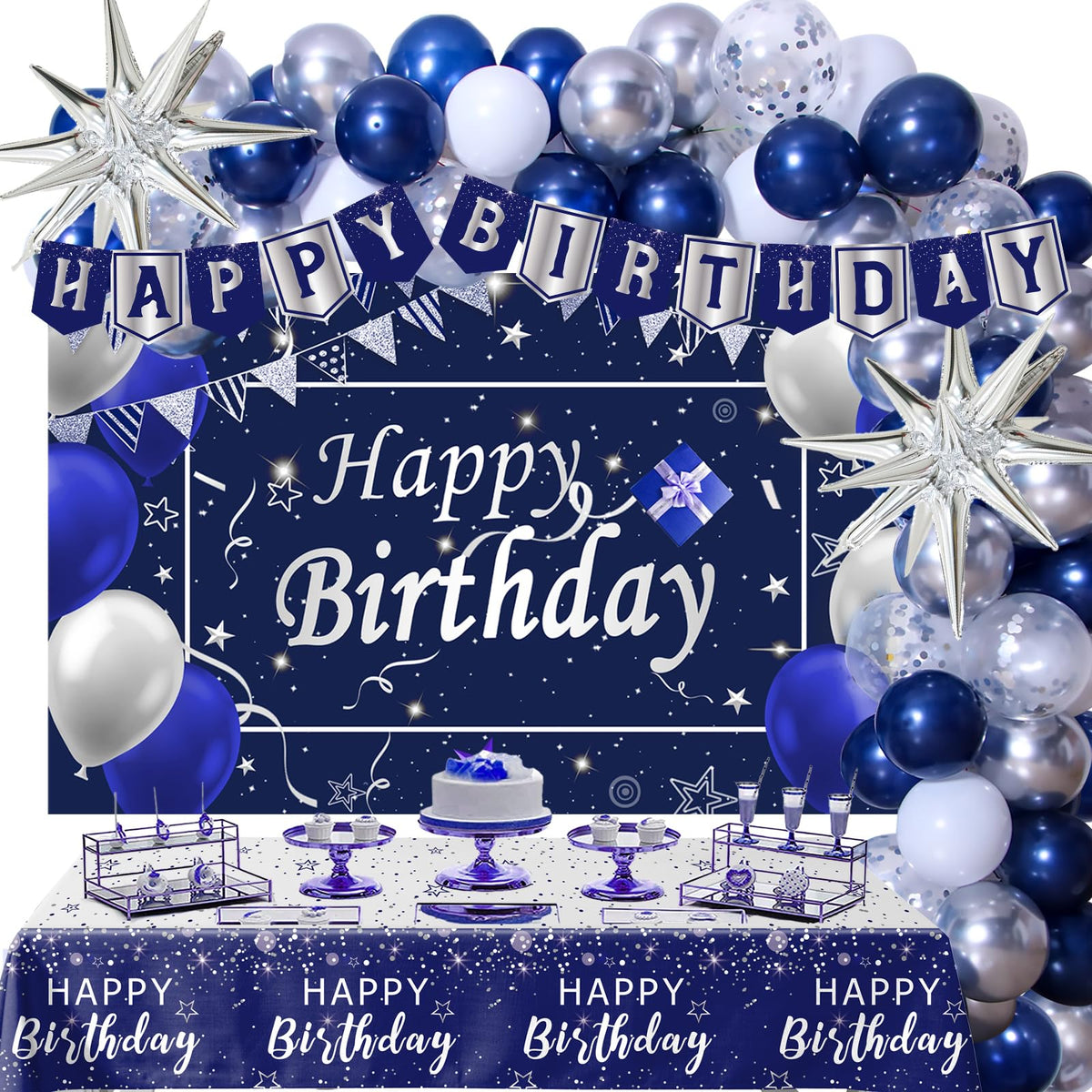 Perpetily navy-blue balloons kit for bold party décor.