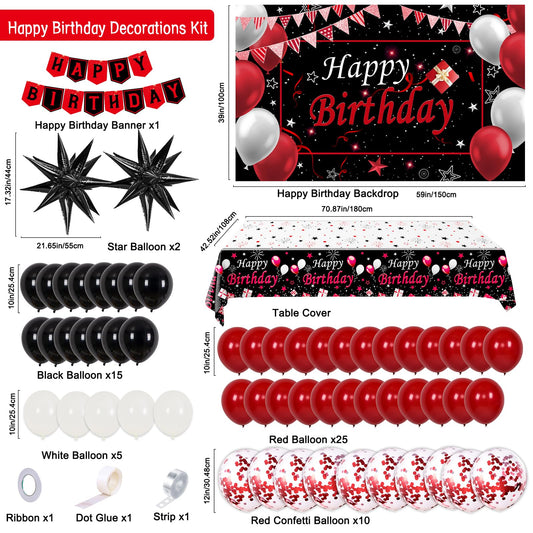 Perpetily red confetti balloons (12-inch) add playful bursts for photos.