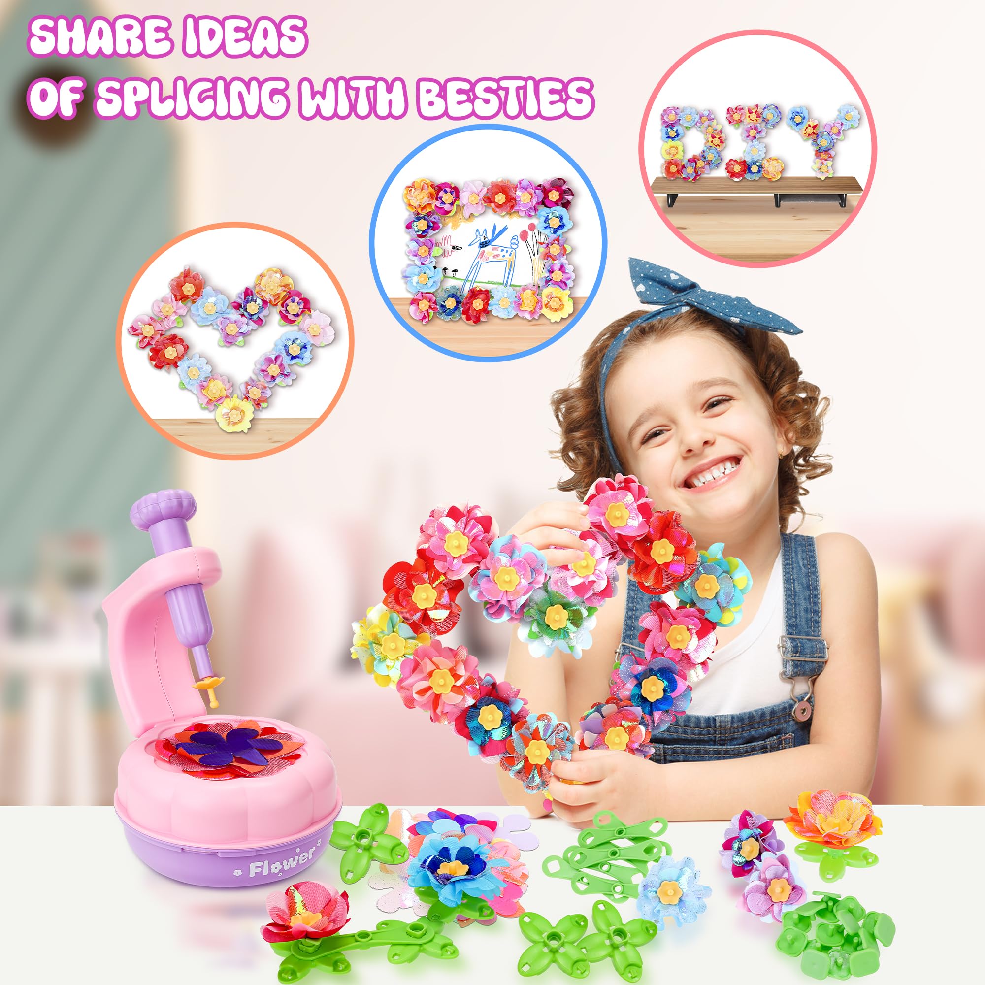 PERRYHOME base and frames help kids assemble complete fabric flower bouquets.