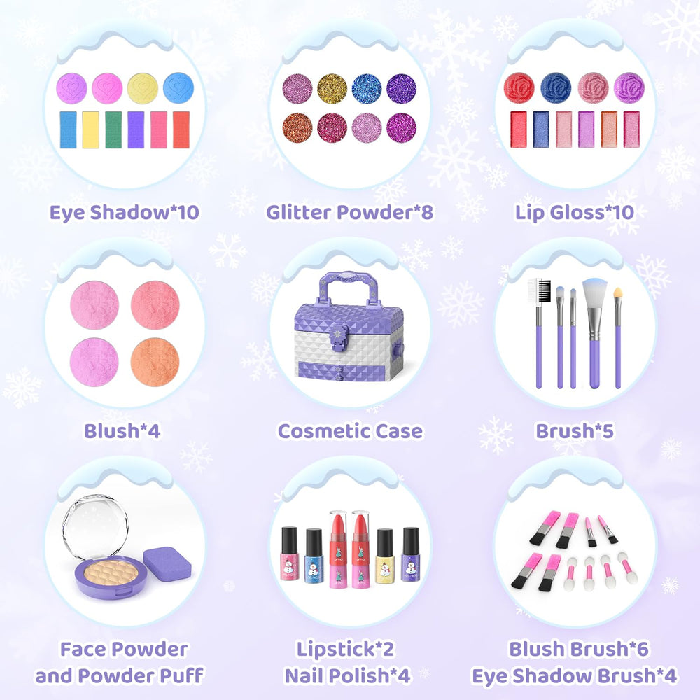 PERRYHOME Frozen-theme makeup box invites dress-up and gentle, mess-free fun.