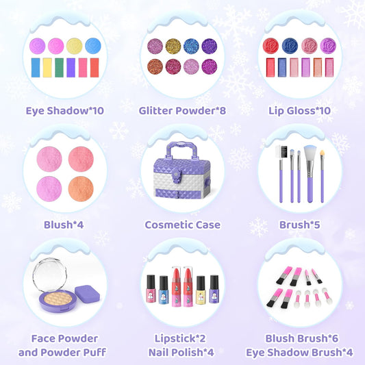 PERRYHOME Frozen-theme makeup box invites dress-up and gentle, mess-free fun.