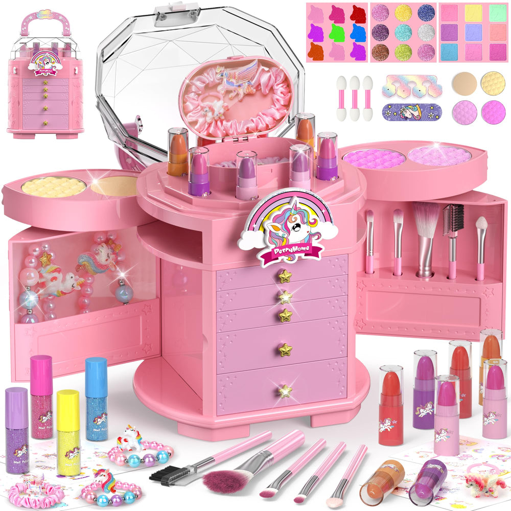 PERRYHOME Kids Makeup Set unicorn palette for imaginative dress-up play
