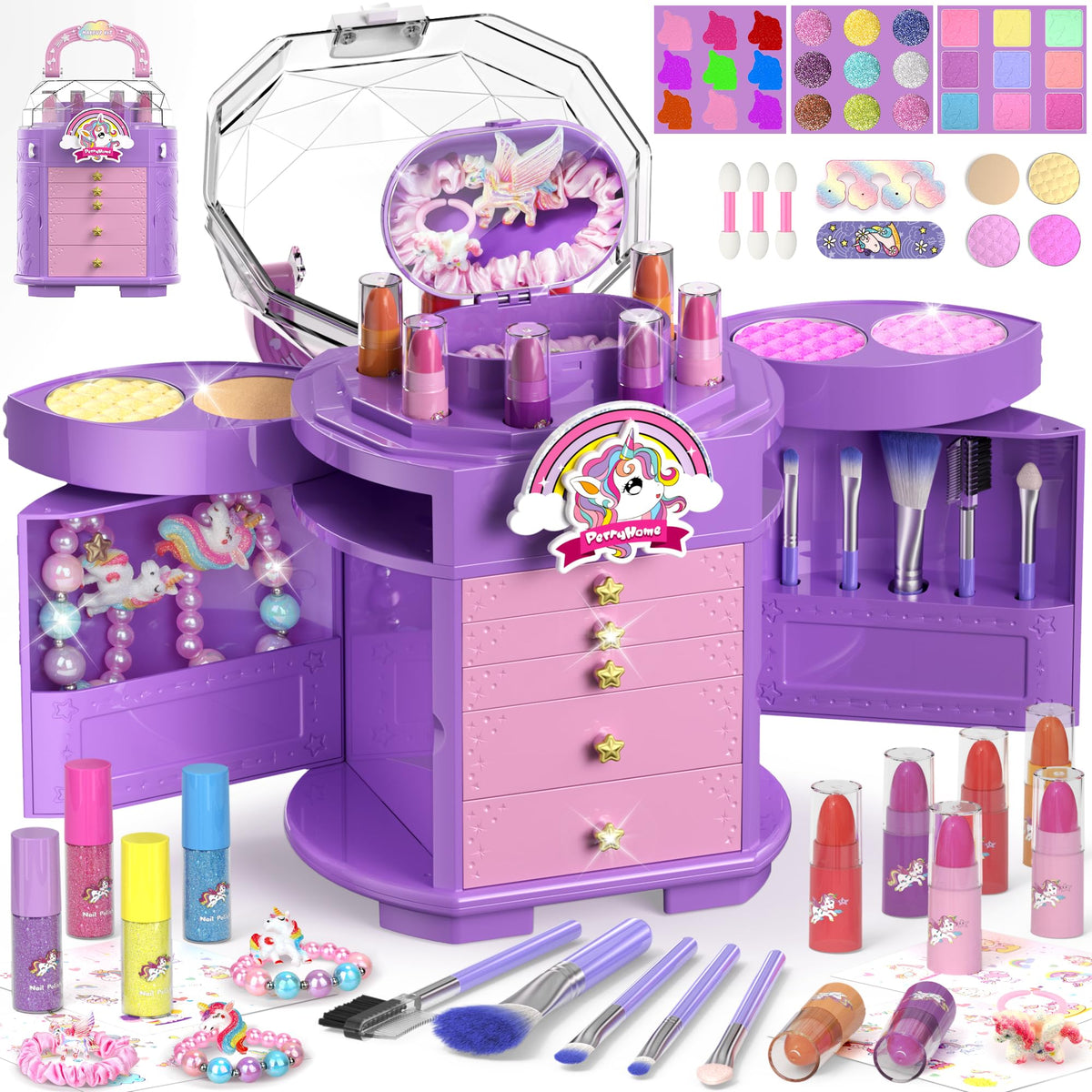 PERRYHOME kids makeup set with unicorn stars for imaginative play