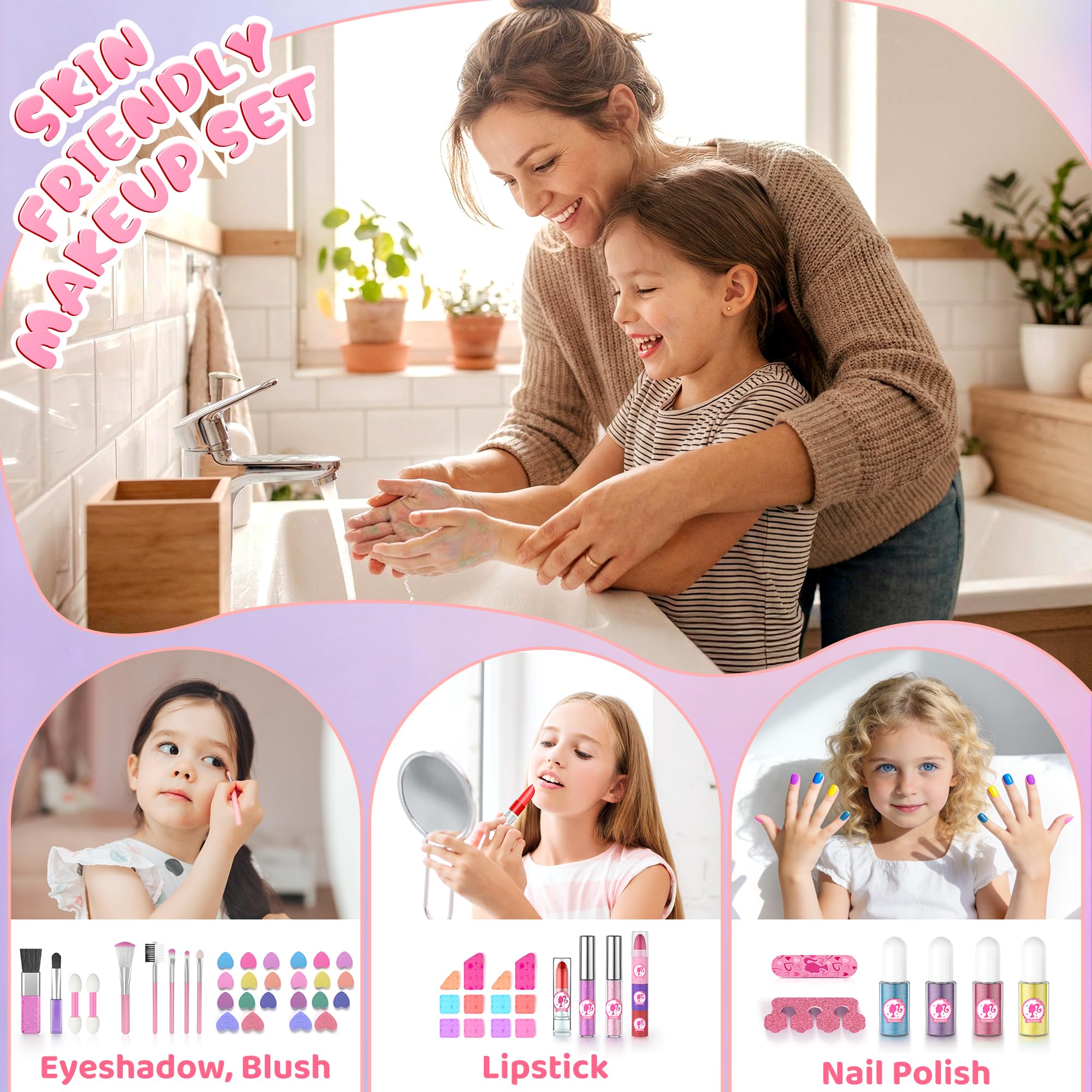 PERRYHOME mirror-brushes-kit helps kids imitate mom during creative play.