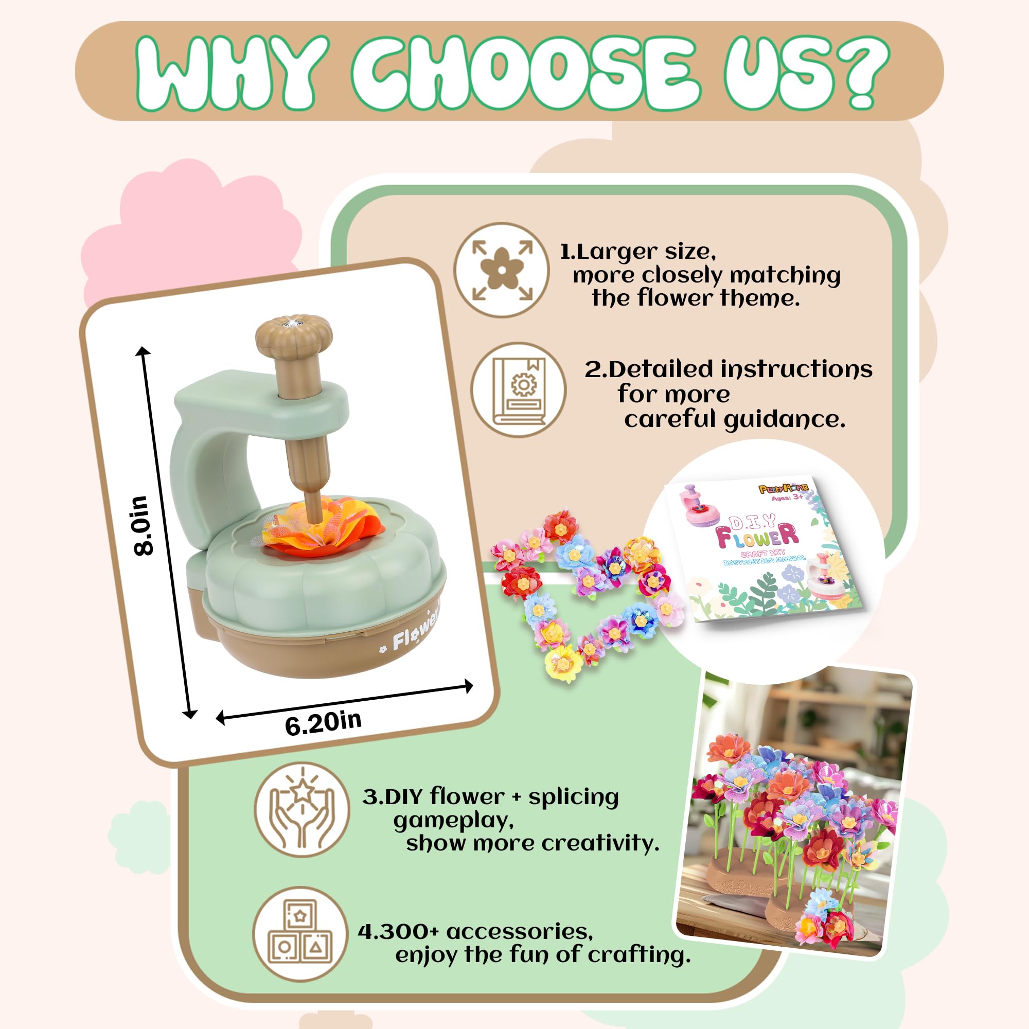 PERRYHOME splicing play frame demonstrating unique designs with linked petals.