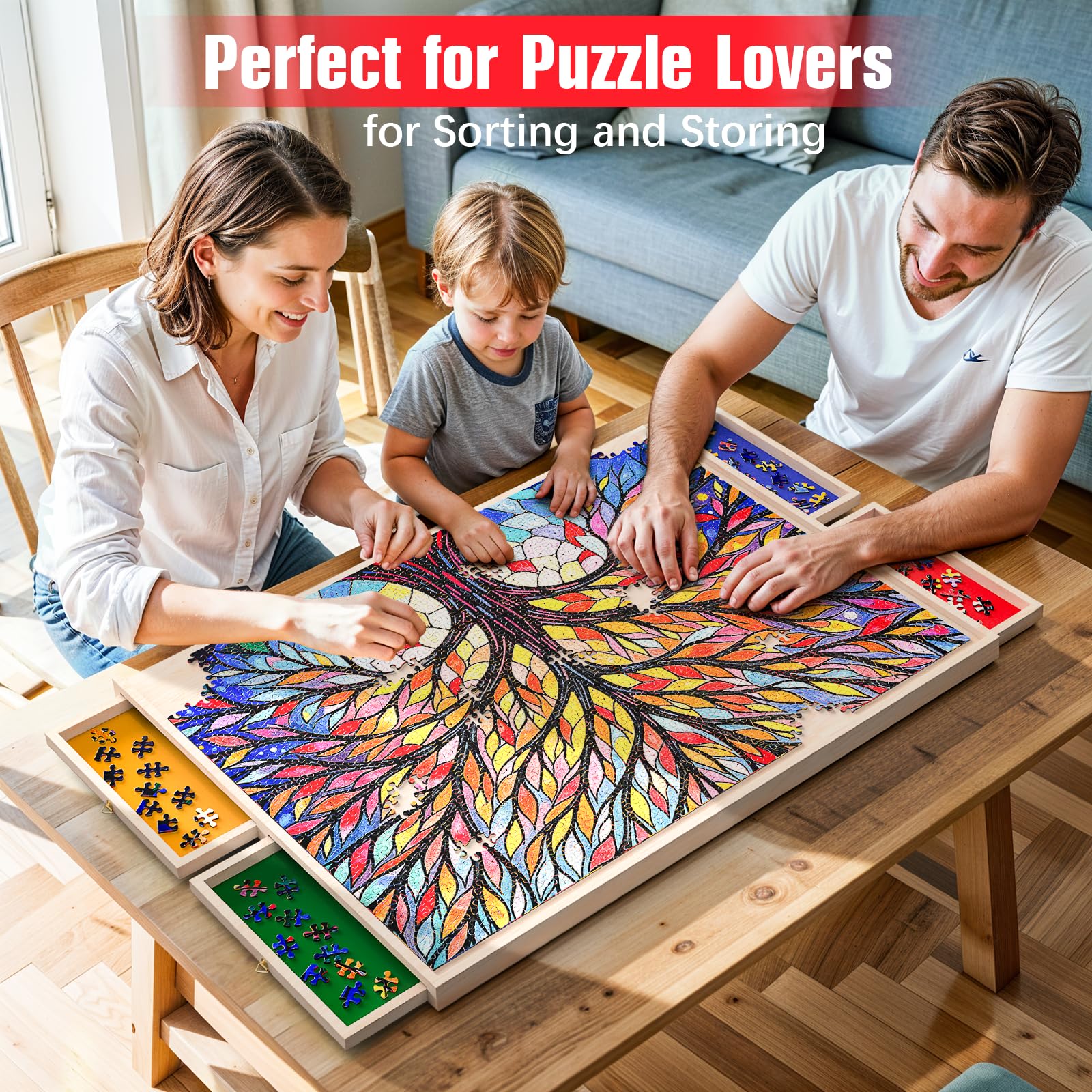 PETAZA puzzle board with smooth non-slip surface for steady assembly.