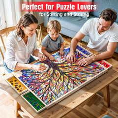 PETAZA puzzle board with smooth non-slip surface for steady assembly.