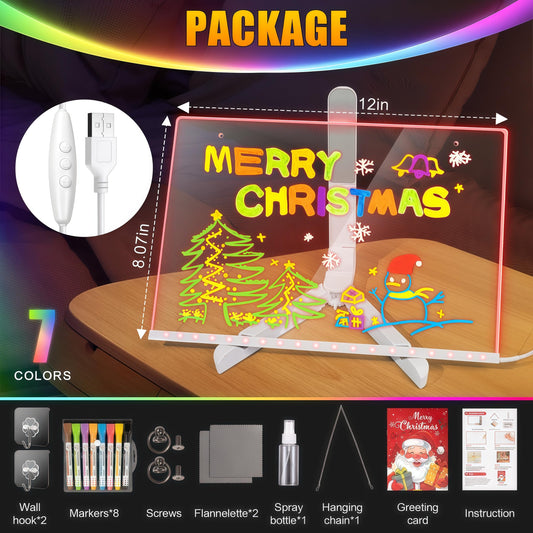 PetPalace LED drawing board markers with eraser caps for easy wipe-clean art.