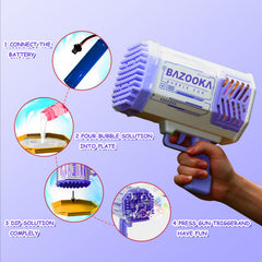 Petrella bubble gun rechargeable battery enables extended play sessions.