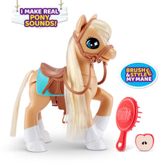 Pets Alive My Magical Pony feeding apples for a sensory feeding moment during play.