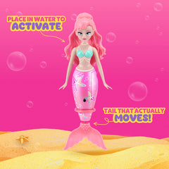 Pets Alive two-pack mermaids swimming in a bathtub, encouraging imaginative bath play