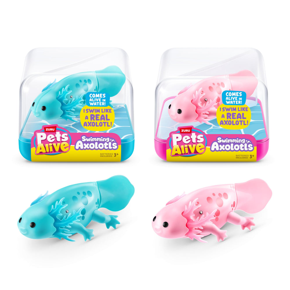 Pets Alive Robo Axolotl pink swims in water for interactive play