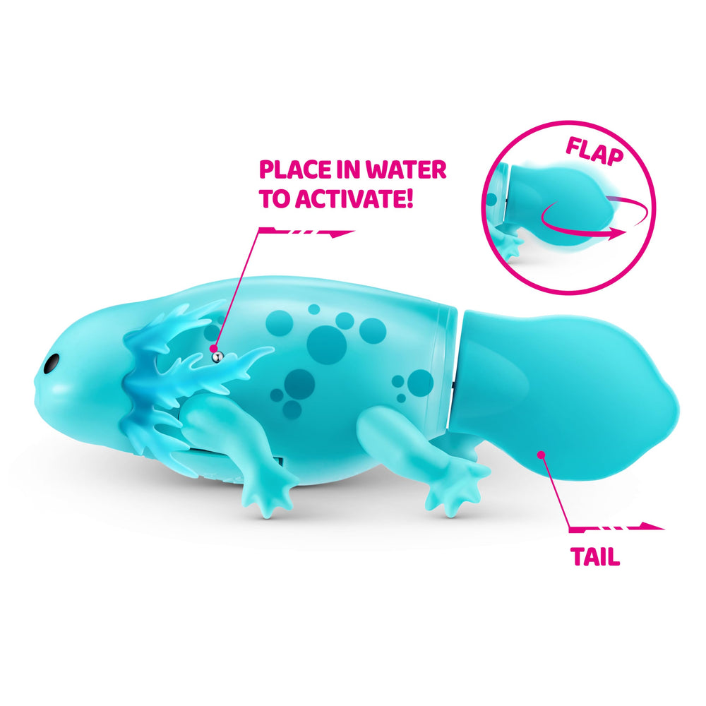Pets Alive Robo Axolotl teal swims smoothly in water
